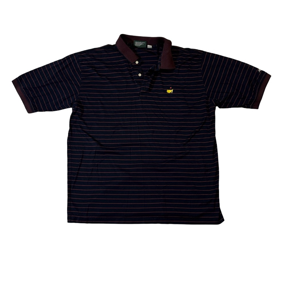 Masters Collection men XL blue brown stripe two ply mercerized cotton polo shirt